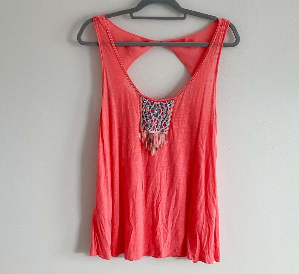 Women's Large American Eagle Beaded Sleeveless Top